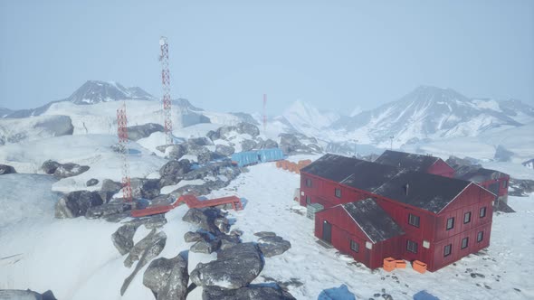 Science Station in Antarctica at Summer