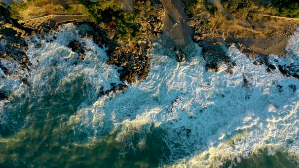 Storm at Sea Filmed on a Drone in the Sunset