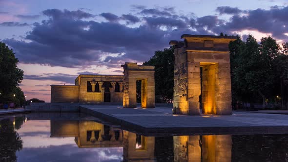 Sunset Over the Templo De Debod Timelapse