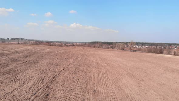 Plowed field. Agricultural field