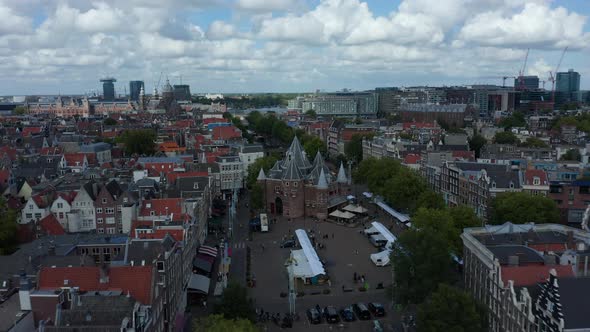 Nieuwmarkt Square in Amsterdam and The Waag Castle Building