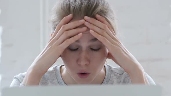 Distressed Young Woman Reacting to Problem