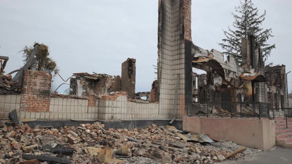 A Destroyed Residential Building in the City of Borodyanka As a Result of Bomb Attacks By the