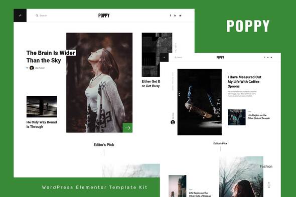 Poppy - Blog & Magazine Elementor Template Kit