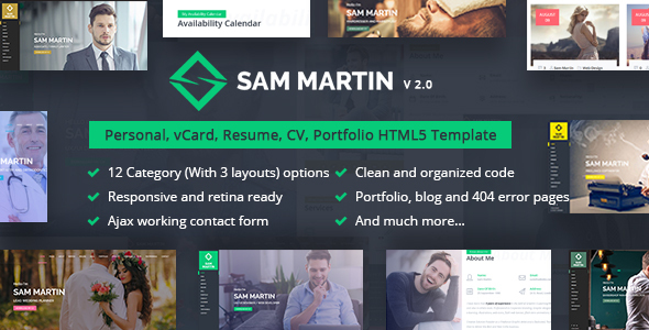 Sam Martin - osobisty szablon HTML CV vCard