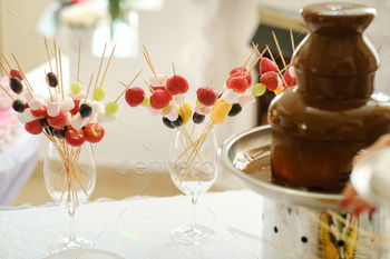 Fondue with a chocolate fountain and sweets for it.Sweet theme / Photodune, Misc
