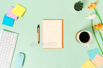 Creative flat lay photo of workspace desk. / Photodune, Misc