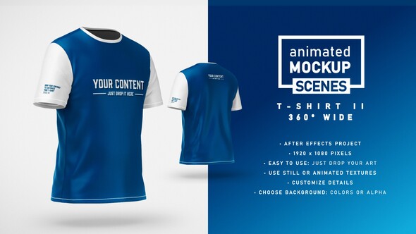 T-shirt II 360 Wide Mockup Template - Animated Mockup SCENES