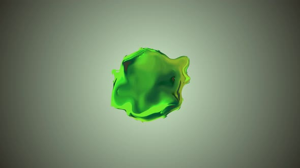 Green Color Shiny 3d Liquid animation On White Background