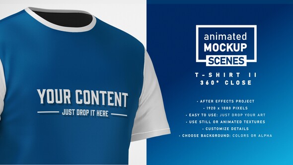 T-shirt II 360 Close Mockup Template - Animated Mockup SCENES