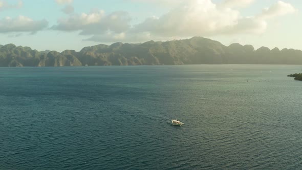 Philippine Motor Boat on the Water Surface