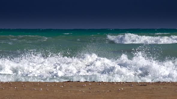 Tropical Whitecap Sea Before Approaching Storm in Sky