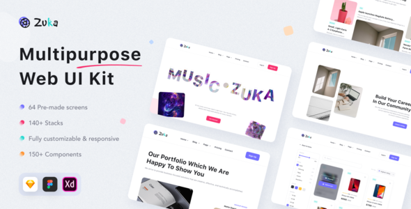 Zuka – Multipurpose  Web UI Kit for Figma – 0 Sold!