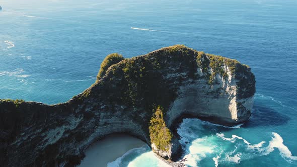 Bali, Indonesia, Aerial View of Kelingking Beach (Manta Bay) in Nusa Penida Island at Sunset