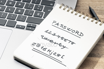 text on notepad on laptop
