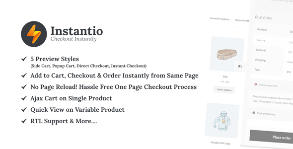 Side Cart, Floating Cart, Popup Cart and Direct Checkout for WooCommerce by Instantio