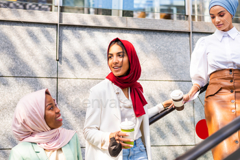 Beautiful muslim girl wearing hijab bonding outdoors / Photodune, Misc
