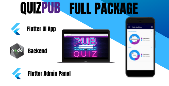 QuizPub - Flutter UI and Admin Panel with NodeJs Backend Full Package