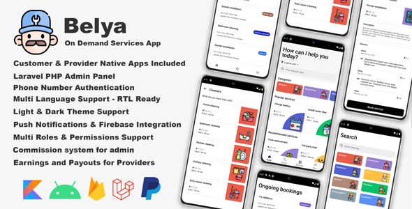 Belya - On Demand Service App | Customer & Provider Apps with Admin Panel