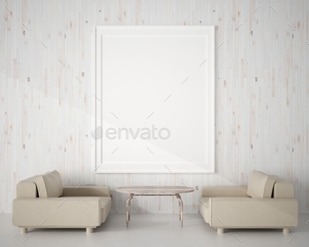 3D Mockup poster in Modern interior design minimal style / Photodune, Misc