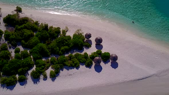 Drone view landscape of seashore beach by blue lagoon and sand background