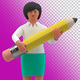 Businesswoman Holding big Pencil on Transparent Background 3D illustration. 3D people collection - GraphicRiver Item for Sale