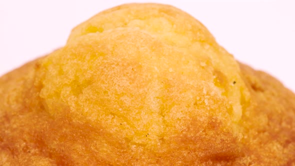 Close look to a muffin in 4k, extreme close up view macro shot in 4k.