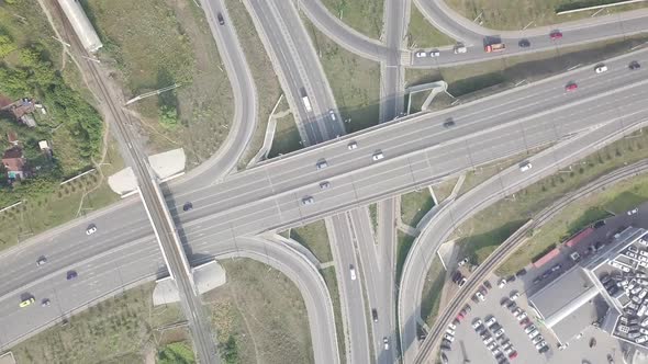 Automobile road interchange with traffic in the daytime