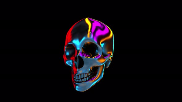 4K Neon jelly skull with alpha channel