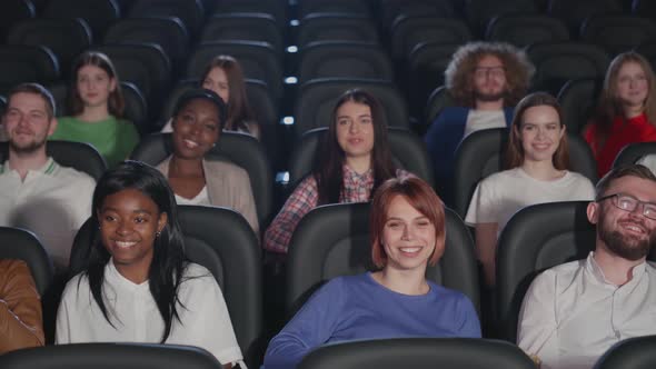Multiracial Audience Watching Comedy Cinema