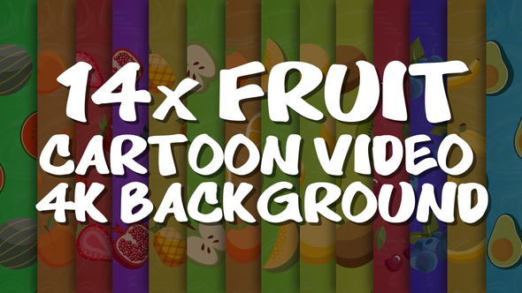 14x Fruits Cartoon 4K Video Background