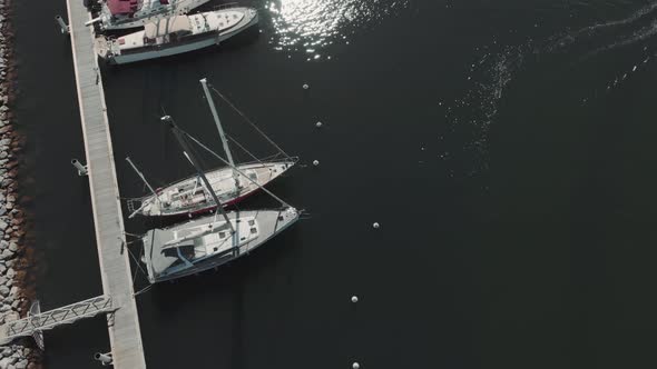 Aerial Drone View of Marina for Boats and Tourist Yachts