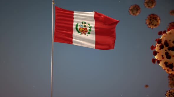 Peru Flag With Corona Virus Attack 4K alt