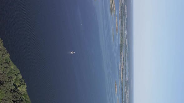 Vertical Video Aerial View of the Dnipro River  the Main River of Ukraine