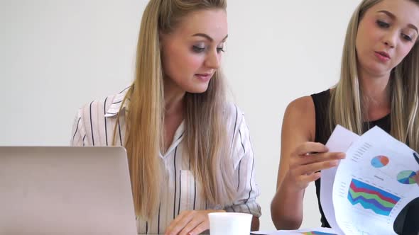 Blonde Business Woman Working at Modern Office