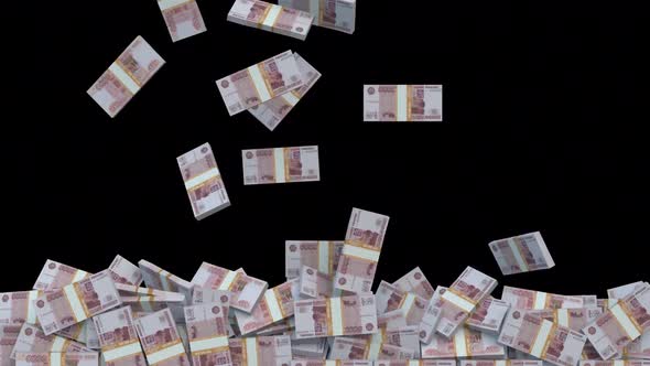 Stacked Bundles Of 5000 Rouble Bills Fill Screen Overlay