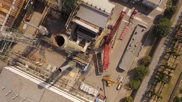 Ukraine  May 2016 Aerial View of Installing Big Cargo on Chemical Plant