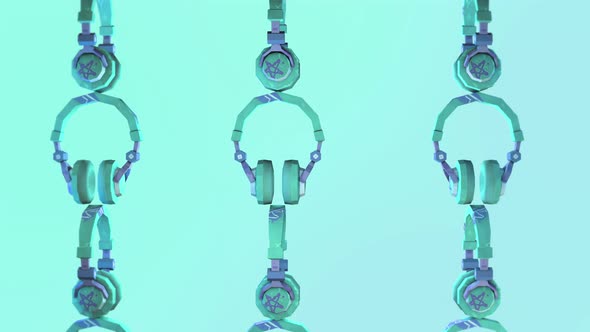 Cyber Competition Audio Headphones With Abstract Design In Cyan Background