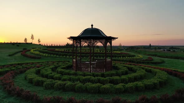 Scenic Landscape of Beautiful Summer Park Dobropark at Sunrise Motyzhyn Ukraine