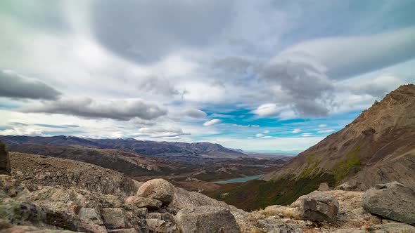 Steady cam time lapse video of beautiful mountain in chalten, Argentina. Panoramic view from top of