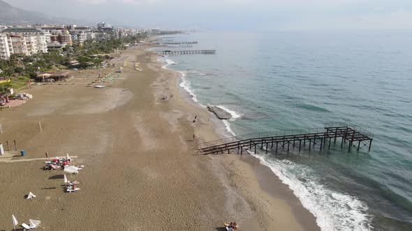 Aerial View Alanya Turkey  Resort Town Seashore