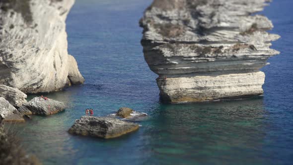 Swimmers during summer holiday Tilt-Shift