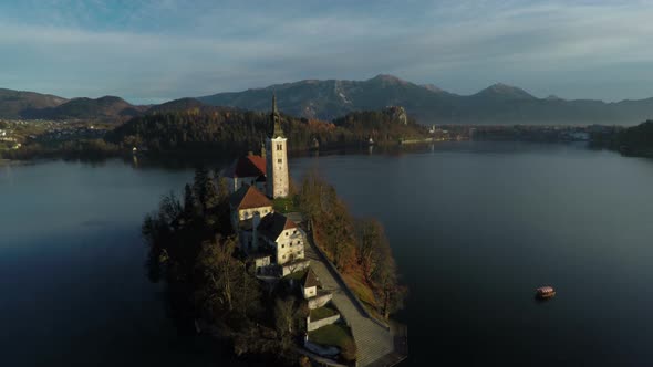 Aerial view of Bled island