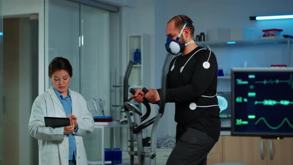 Patient Making an Electrocardiogram During Physical Exercise