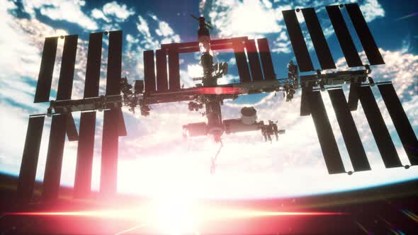 International Space Station ISS Floating in Orbit Above Planet Earth alt