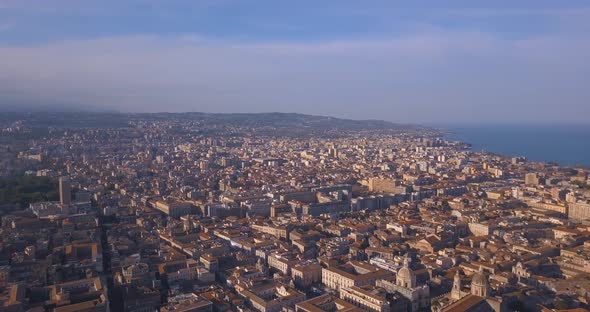 aerial view of Catania city near the main Cathedral