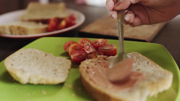 Cooking process on wood table