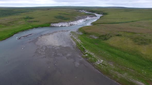 Top View Of The River In The Tundra