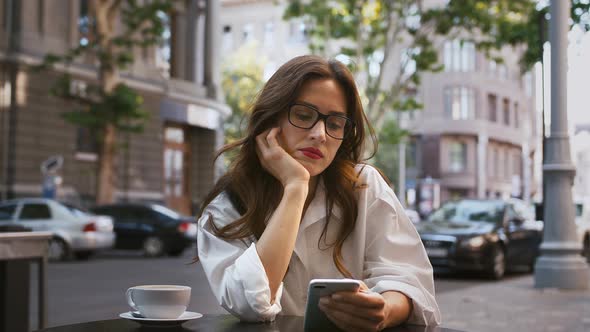 Business Lady in Glasses White Shirt