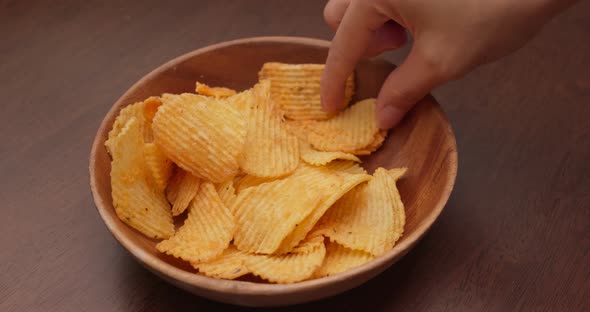 Eat with stack of potato chip